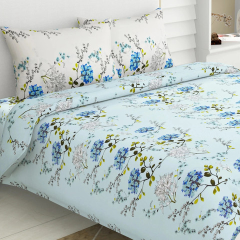 haus & kinder Cotton Double Flat 186 TC Floral Bedsheet