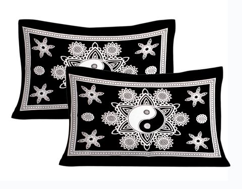 JAIPUR PRINTS Cotton Double Flat 220 TC Jaipuri Prints 1 Summer Bedsheet with 2 Pillow Covers (Black) - Image 5