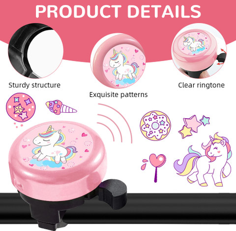 ベル✨ STHIRA Kids Bicycle Ring Pink Unicorn Cartoon Bell for Bikes Bell