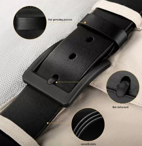 Roadster Men Formal, Casual, Evening, Party Black Genuine Leather Belt - Image 7