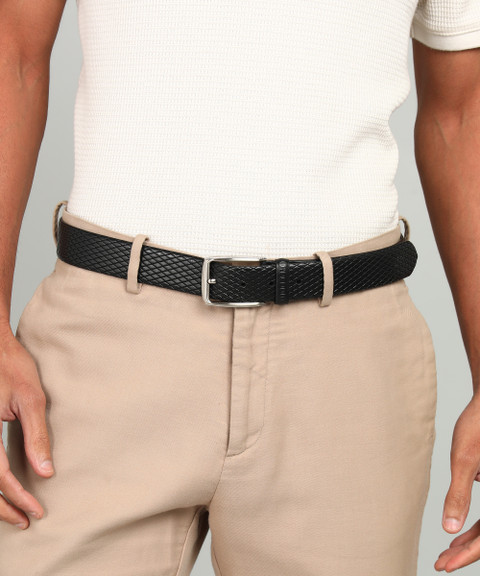 WOODLAND Men Formal Black Genuine Leather Belt BLACK Price in