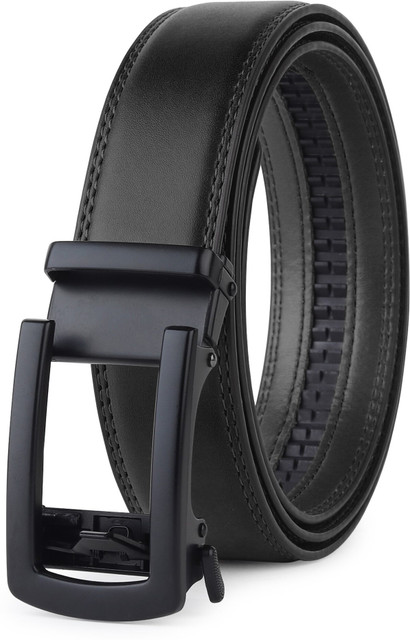 ZORO Genuine Leather Belt For Men - Black, Adjustable, Zinc Alloy Buckle