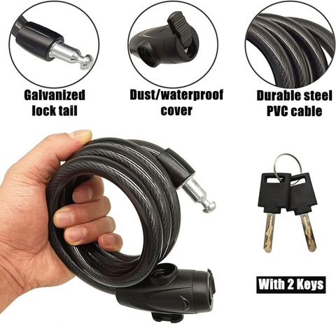 Cycle Key Locker Teqbot Heavy Duty 2 Keys -Advance Steel Cable Wire Lock for Bike ...