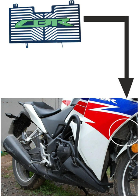 Accessories Metal Radiator Guard For Honda CBR 250 (black green) Bike  Radiator Guard