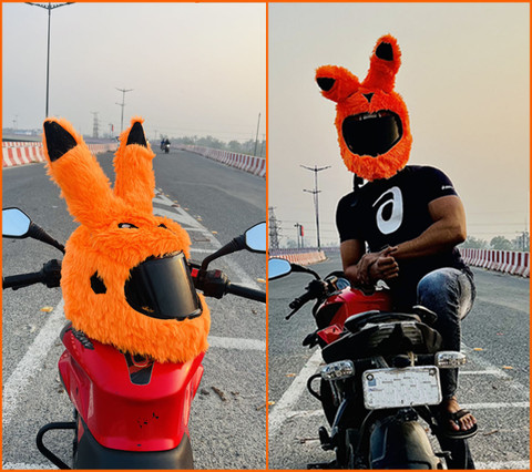 SRPHERE Orange Piikachuu Design Bunny Helmet Cover for Full Helmet Bike  Fairing Kit