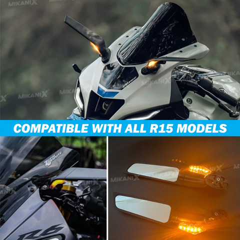 Wing Mirror Mirror With Indicator For Bike MIKANIX 360° Adjustable