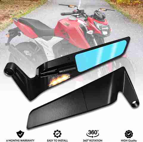 BRXR York Fitting 360° Wide Angle Rear View Adjustable Led Stealth