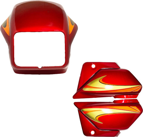 Shri Hero Splendor Plus Red Headlight Visor And Side Panel Combo