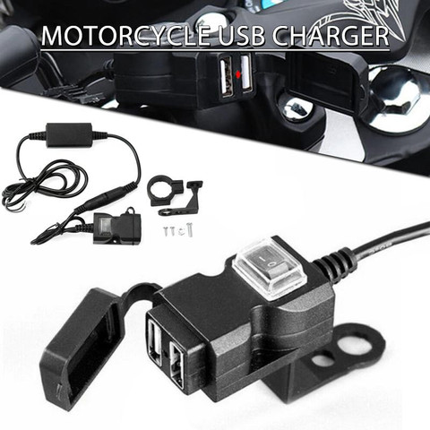 AMIRIDE Motorcycle Mobile Charger Fast Charge Dual USB With