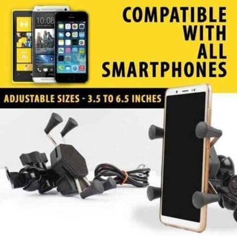 MATIES Waterproof Premium Bike Mobile X-Grip Holder With Charger