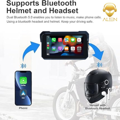 Alien Carplay/ Andriod Auto Navigation Display Water Proof Screen Bike ...