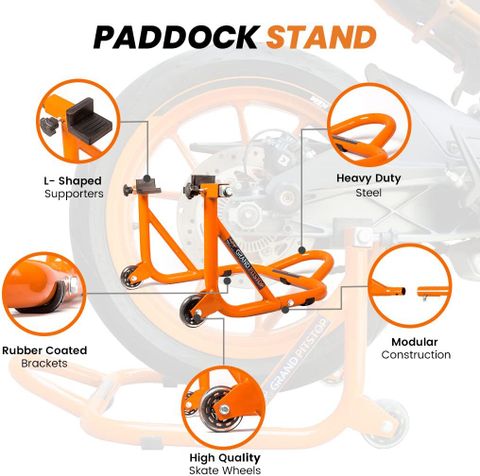 GrandPitstop Motorbike Accessories Universal Rear Paddock Stand with Swingarm Rest and Bobbin Fork Bike Storage Stand (Floor Mount) - Image 7