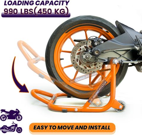 GrandPitstop Motorbike Accessories Universal Rear Paddock Stand with Swingarm Rest and Bobbin Fork Bike Storage Stand (Floor Mount) - Image 4