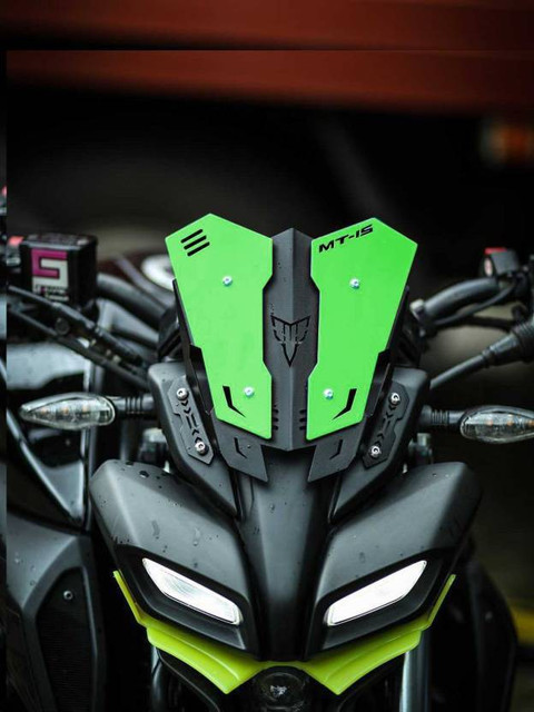 DAZZRIDE Heavy Quality Metal in Double Colour Visor for Yamaha MT15  (Green) Bike Windshield