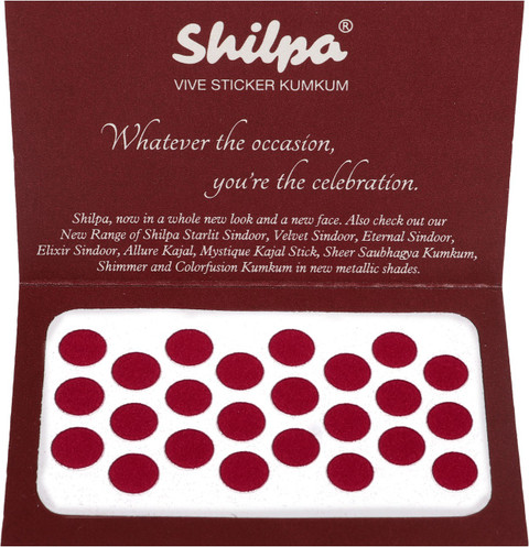 Shilpa Vive Sticker Kumkum Bindi (4, Deep Red) (Box Contains 15