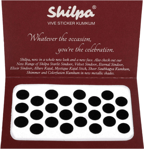 Shilpa Vive Sticker Kumkum Bindi (4, Black) (Box Contains 15 Packs