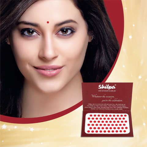 Shilpa Vive Sticker Kumkum Bindi (7, Red) (Box Contains 15 Packs) Forehead  Red Bindis