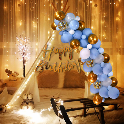 ZAMBOOREE Happy Birthday Decoration Item Blue Birthday Canopy Tent  Decoration For Birthday