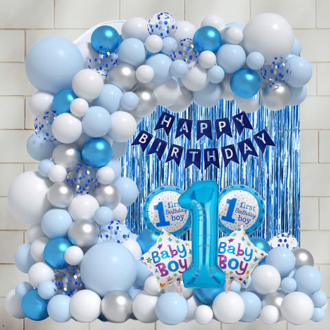 groovy dudz Happy 1st Birthday Decoration Kit for Baby Boy Foil