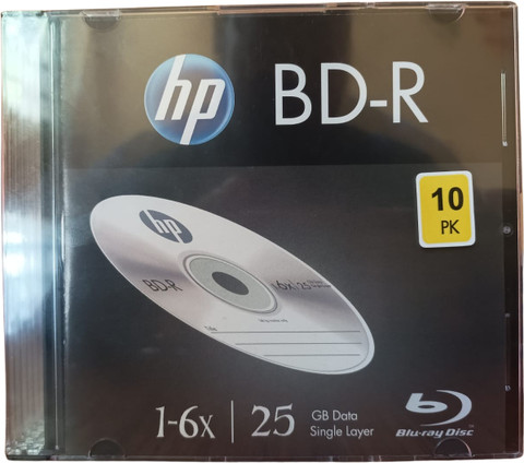 HP Blu-ray Recordable BDRA00085 Pack of 10 Disc Slim Case Speed 6x