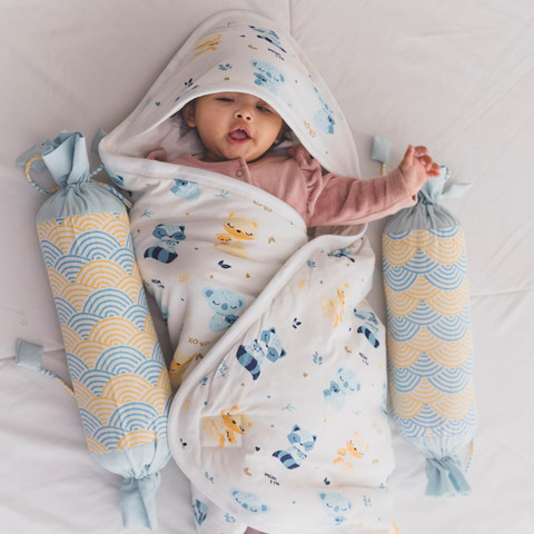 TIDY SLEEP Printed Single Hooded Baby Blanket for AC Room - Main Image