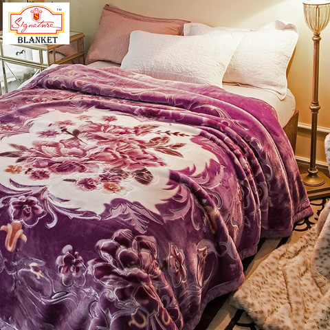 Signature Floral Double Mink Blanket for Heavy Winter