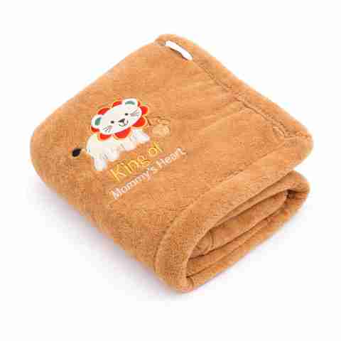 BRANDONN Embroidered Microfiber Baby Blanket, Beige - Image 5