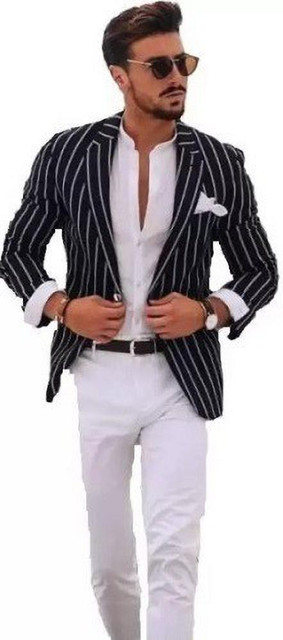 Casual Blazer Black Blazer With White Lining Men's Suit Jacket