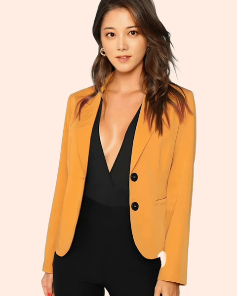 Rocksy Solid Single Breasted Formal Women Blazer