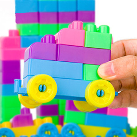 GREEN WAY Building Blocks, 100PCS, Round Corner, Interlocking