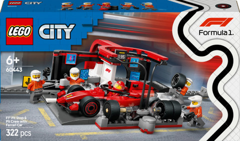 LEGO City F1 Pit Stop Pit Crew with Ferrari Car Racing Vehicle Toy 60443
