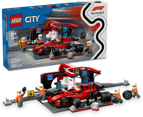 LEGO City F1 Pit Stop Pit Crew with Ferrari Car Racing Vehicle Toy 60443