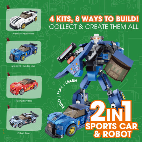ThinkerPlace Blue 2-in-1 Sports Car & Robot - Transforming Toy