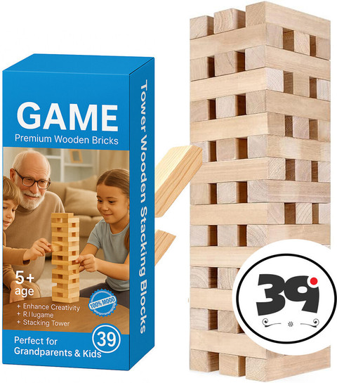 JINGAPLAYME Wooden Tumbling Tower Toy Stacking Blocks Puzzle
