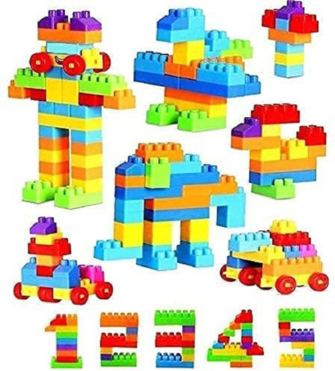 Pulsbery Building Blocks Toy Game with Wheels Set for 3-8 Years