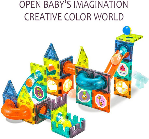Kiditos Light Magnetic Tiles Blocks Marble Run Ball Toy for Ages