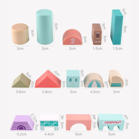 NESTA TOYS Wooden City Building Blocks Set (115 Pieces) Stacking