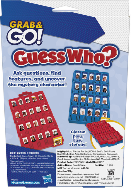 HASBRO GAMING Grab and Go Guess Who? Game, Original Guessing Game
