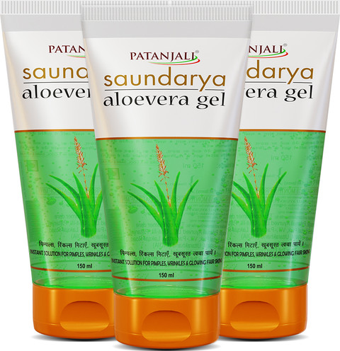PATANJALI Saundarya Aloe Vera Gel for Face and hair, Moisturizing Skin -  150ml x 3 Price in India - Buy PATANJALI Saundarya Aloe Vera Gel for Face  and hair, Moisturizing Skin -