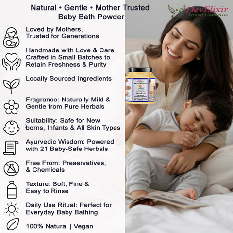 DevElixir Natural Cosmetics Boy baby Bath powder for skin