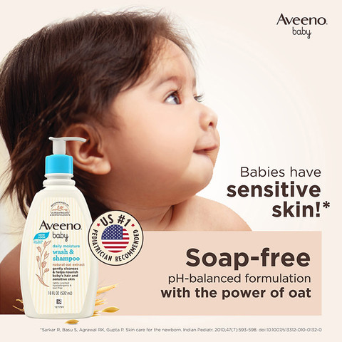 Aveeno Baby Daily Moisture Wash Shampoo| Natural Oats Extract for Baby's  sensitive Skin