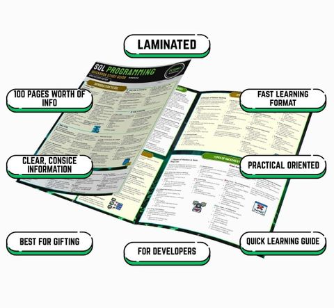SQL Development Guide Quick Book 2025 | Laminated Cheatsheet Reference ...