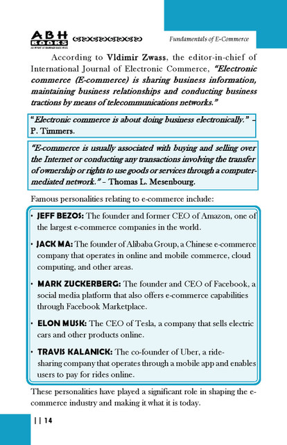 Fundamentals of E-Commerce Revised First Edition Textbook for