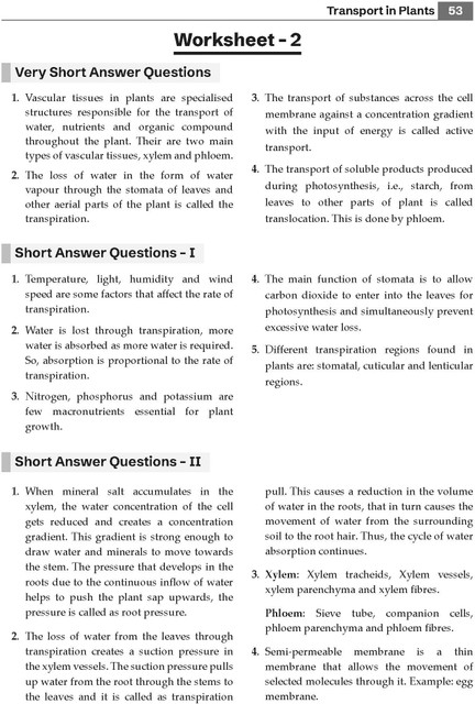 Gurukul By Oswal Biology Chapterwise Worksheets ICSE Class For