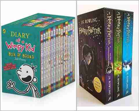Combo of Diary of a Wimpy Kid Box of Books Harry Potter 1–3