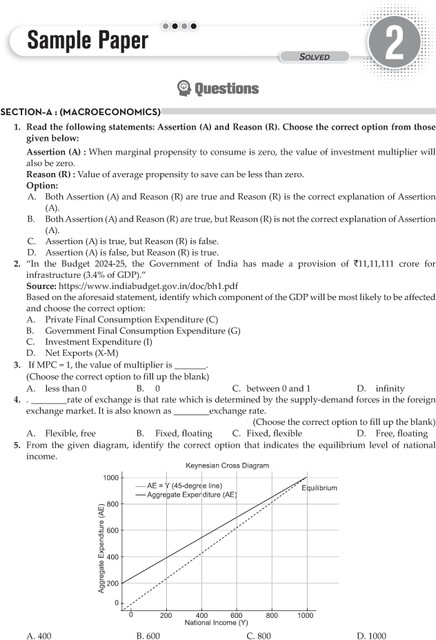 Gurukul By Oswal Economics Sample Papers for CBSE Class 12 Board Exam ...