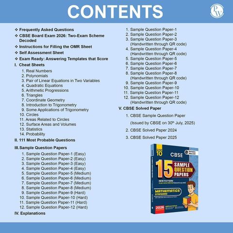 PW CBSE Class 10 Mathematics Sample Papers 2026 | 15 Papers + Mind Maps ...