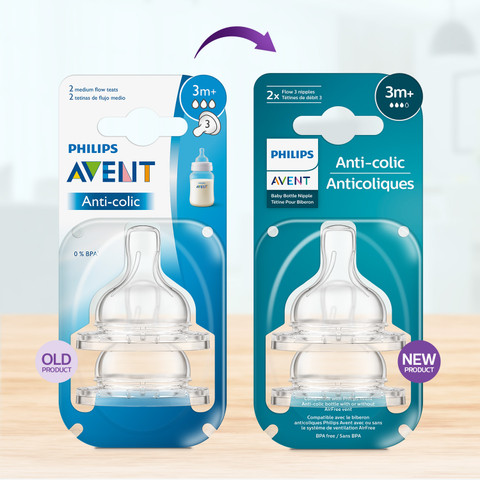 Philips Avent Anti-Colic Teat SCY763/02 3m+ age Flow BPA