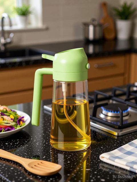 IKONEXX 2 in 1 Olive Oil Sprayer and Dispenser Bottle, 470 ml, Light - Image 5