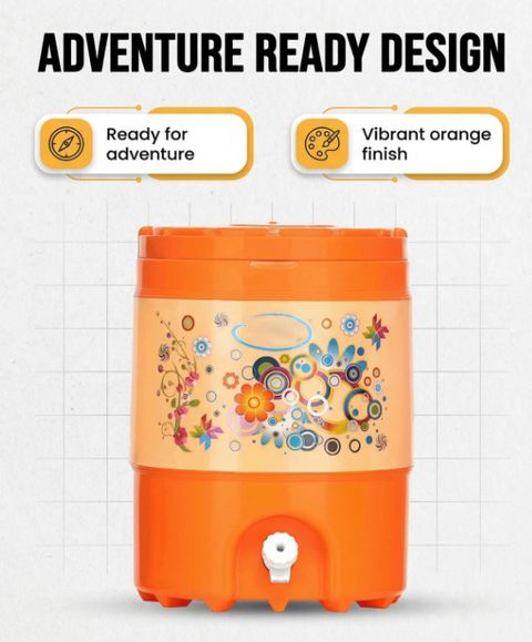 MANSA ENTERPRISES 20L Insulated Water Jar, Orange - Image 8